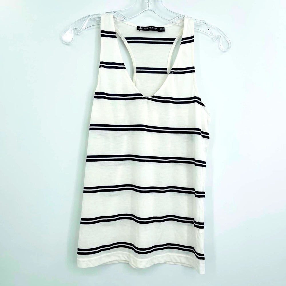 Polo Garage Beyaz stripe v-neck racerback tank top